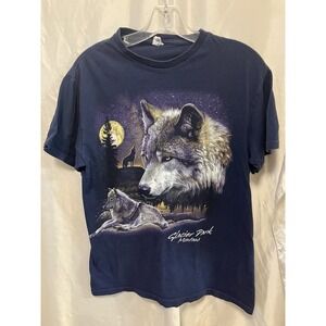 Glacier Park Montana Y2K Shirt Medium Wolf Wolves Graphic Tshirt